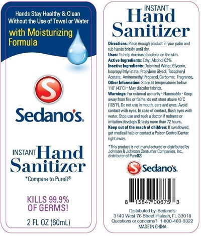 Image Of Label (Sedanos Instant Hand Sanitizer 60ml)